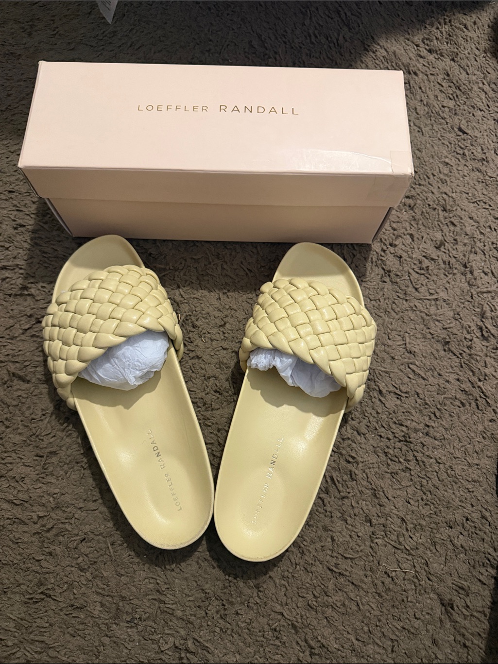 Loeffler Randall Braided Slide Sandals In Pale Yellow